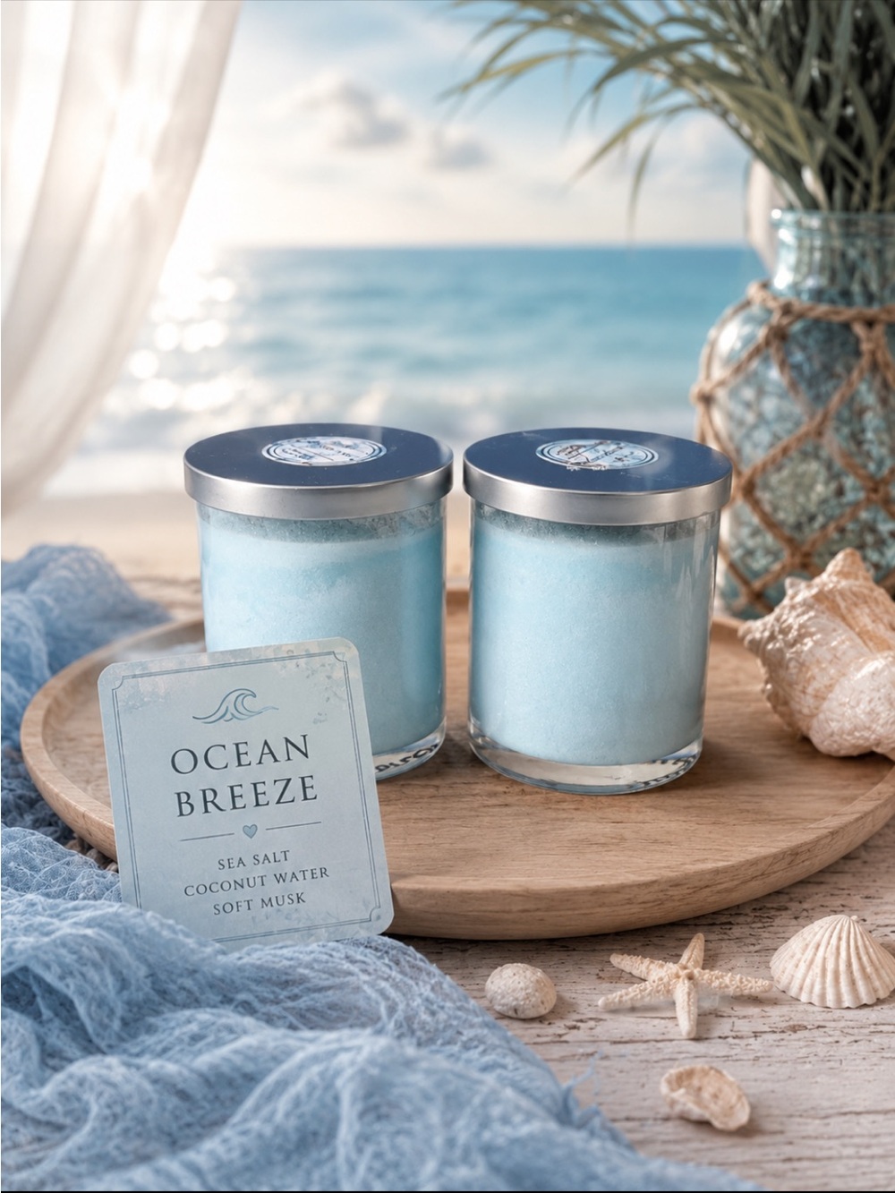 Ocean Breeze Blue Scented Jar Candle by